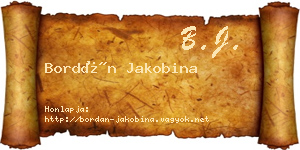 Bordán Jakobina névjegykártya